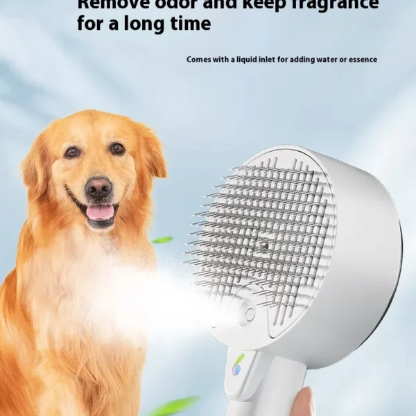Self-Cleaning Pet Hair Remover Steam Brush for Dogs & Cats Grooming Tool