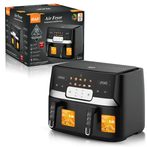 European Double Lining Air Fryer – Dual Basket Oil-Free Digital Air Fryer | 9L Family Size