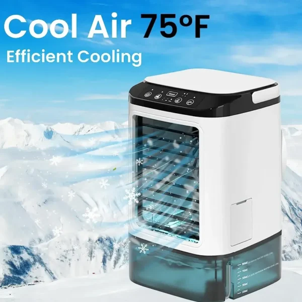 New Style Air Cooler Desktop Air Conditioner Fan – Dual Spray Cooling, USB Portable Mini Air Cooler with 3 Wind Speeds & 7-Color LED Light