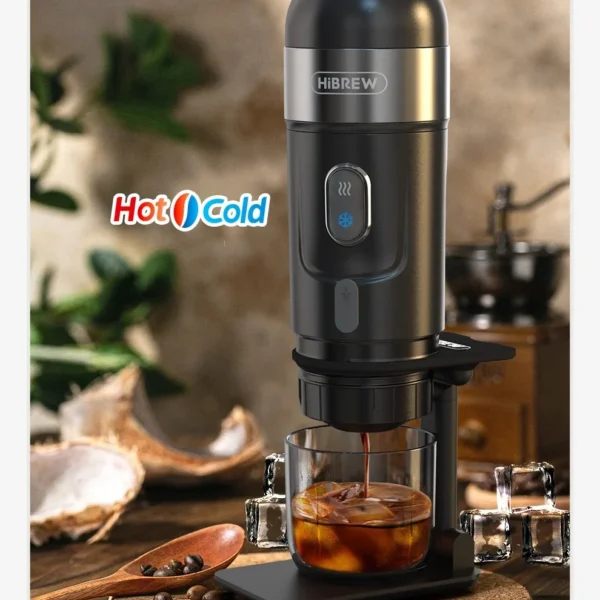 Black Alloy Portable Coffee Maker – Compact Espresso Machine for Home, Office & Travel