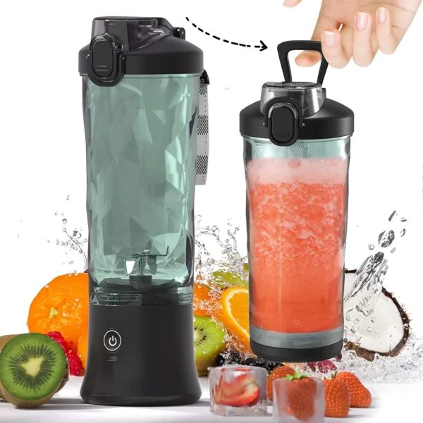 Portable Blender 600ML USB Rechargeable Smoothie Maker – 4000mAh Personal Electric Juicer for Fruits & Shakes