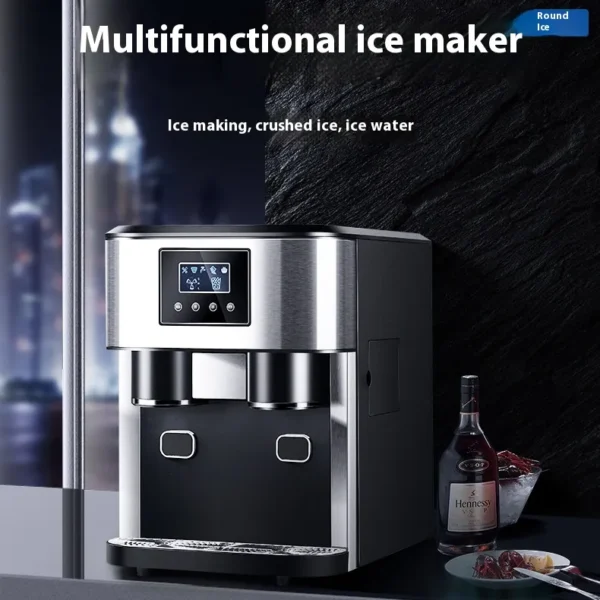Desktop 3-in-1 Ice Maker Machine – Ice Making, Ice Crushing & Cold Water Dispenser | 16kg Daily Capacity