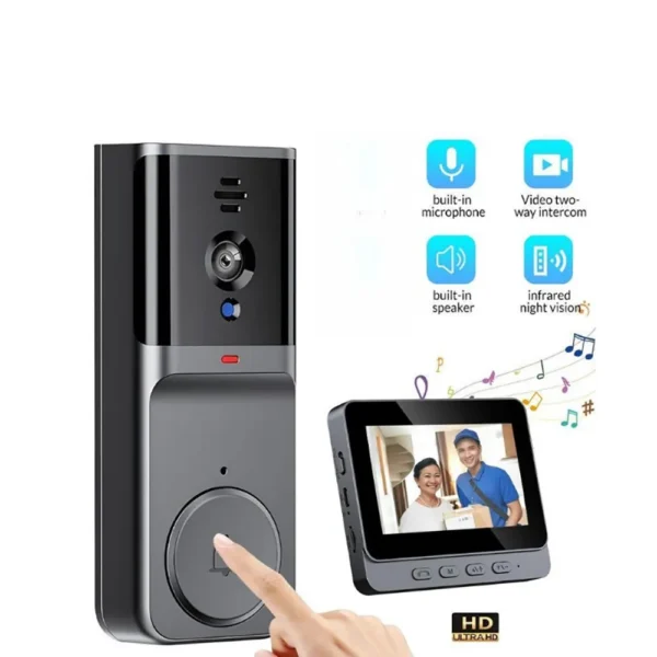 4.3-Inch Smart Video Doorbell – Wireless Electronic Peephole Camera with HD Display, Night Vision & Two-Way Audio