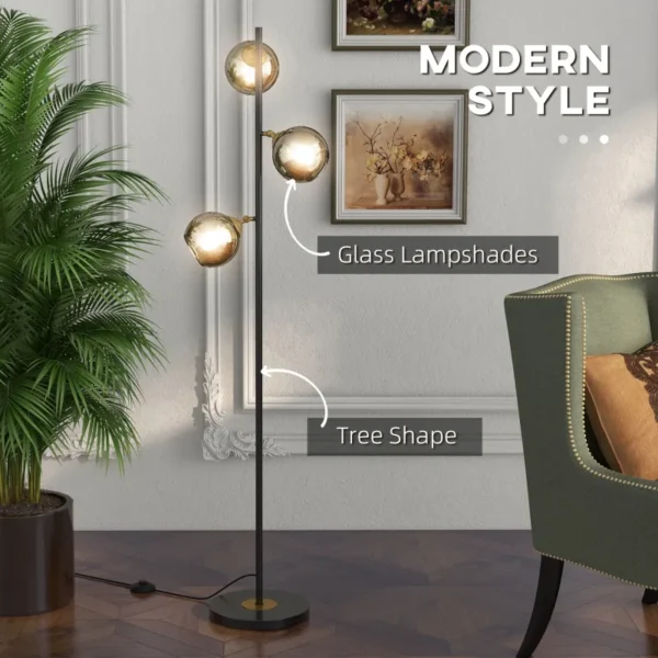 Modern 3-Light Tree Floor Lamp – 64-Inch Standing Lamp for Living Room, Bedroom & Reading Corner (Bulbs Not Included)