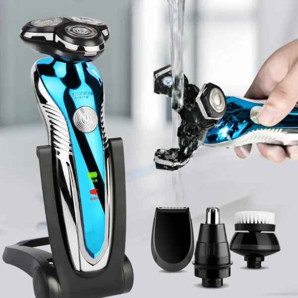 Washable Electric Shaver for Men – Cordless Rechargeable Wet & Dry Razor with Portable Waterproof Design