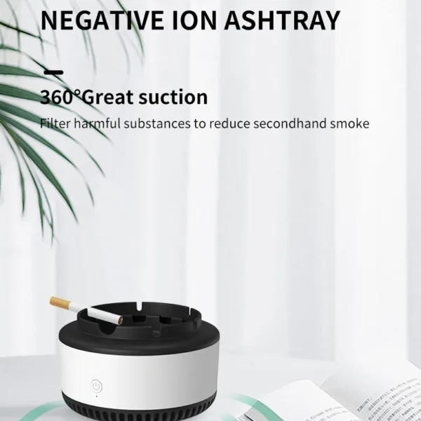 Smart Smokeless Ashtray with Anion Air Purifier – Rechargeable Smoke & Odor Eliminator for Home, Office & Car