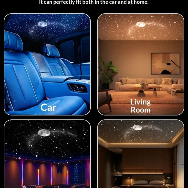 Starry Night Galaxy Projector – Romantic LED Ceiling Projection Lamp for Bedroom, Home Theater & Ambient Room Decor