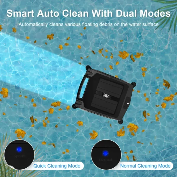 Solar Robotic Pool Skimmer – Automatic Pool Surface Cleaner with App Control, Dual Charging, 2 Cleaning Modes & IPX7 Waterproof Design