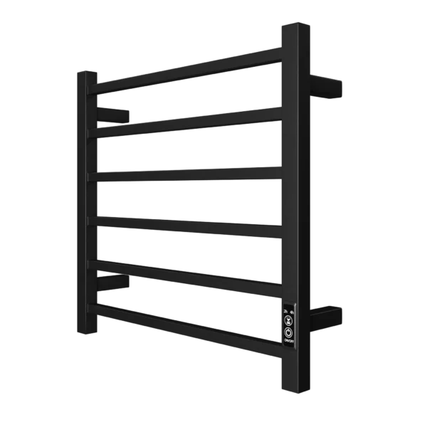 Towel Warmer 6 Bar Electric Heated Towel Rack Wall Mount Plug-in Bath Towel Heater Matt-Black Timer
