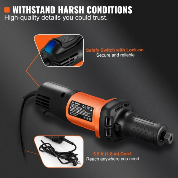 Variable-Speed Electric Die Grinder – 10,000–28,000 RPM Heavy-Duty Grinding, Polishing & Deburring Tool