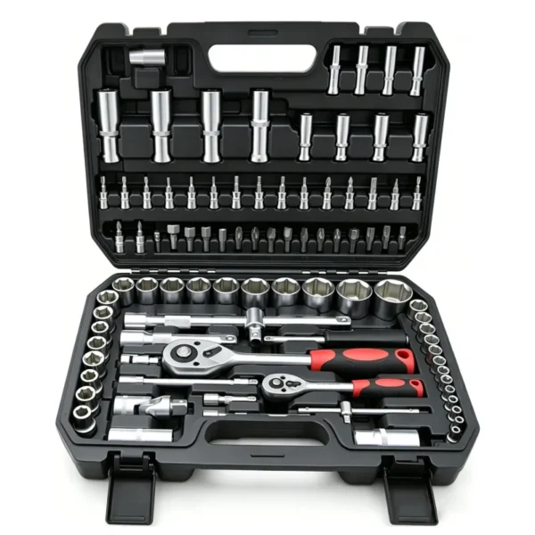 94-Piece Socket & Ratchet Tool Set – 1/2" & 1/4" Drive Sockets, Screwdriver Bits & Wrench Kit