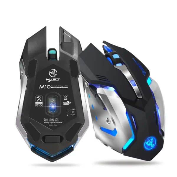 2.4GHz Wireless RGB Gaming Mouse – Rechargeable Ergonomic Computer Mouse with LED Lighting