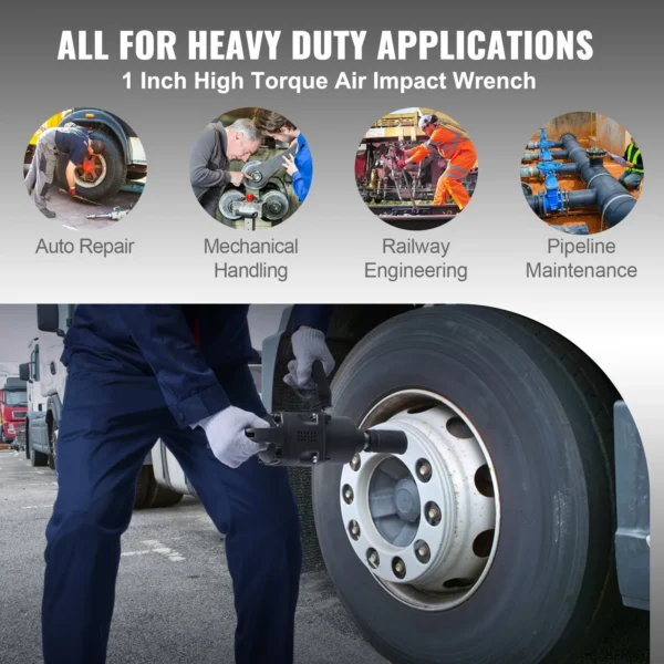 1-Inch Heavy-Duty Pneumatic Air Impact Wrench – Up to 2,730 Ft-Lbs Reverse Torque for Automotive & Industrial Use
