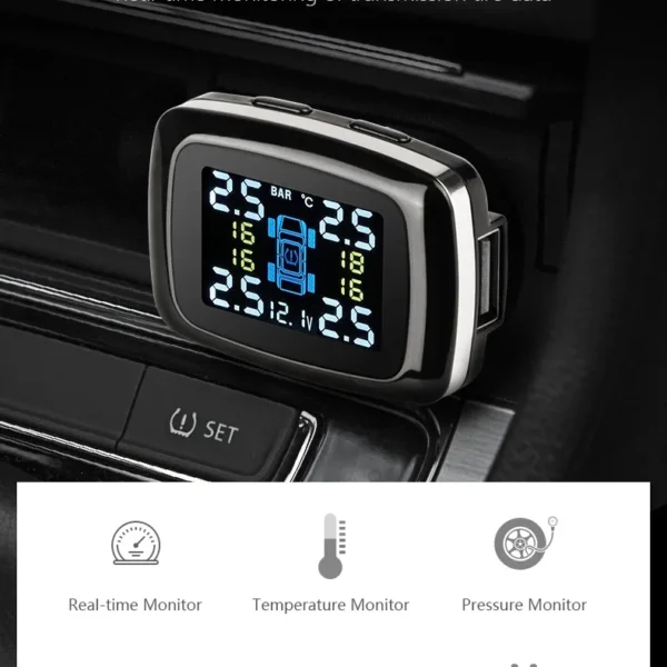 Wireless Tire Pressure Monitoring System – TPMS with Digital Display & Vehicle Safety Alarm