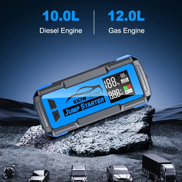 32000mAh Car Emergency Starter Power Bank – Portable Jump Starter with Digital Display