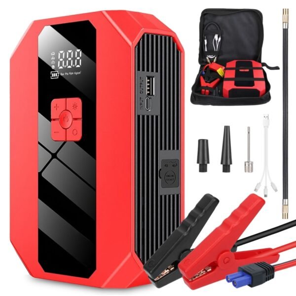 1500A Car Jump Starter with 400 PSI Air Compressor – Portable Battery Booster, Power Bank & LED Flashlight