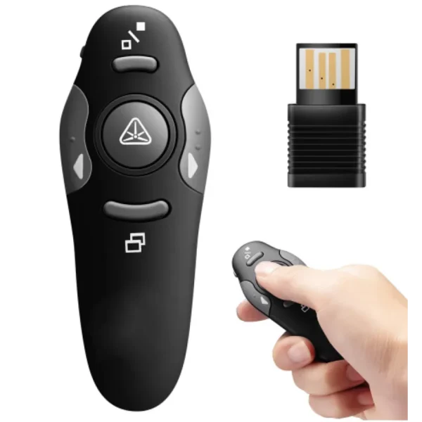 2.4GHz Wireless Presentation Remote & Red Laser Pointer – USB RF PowerPoint Presenter