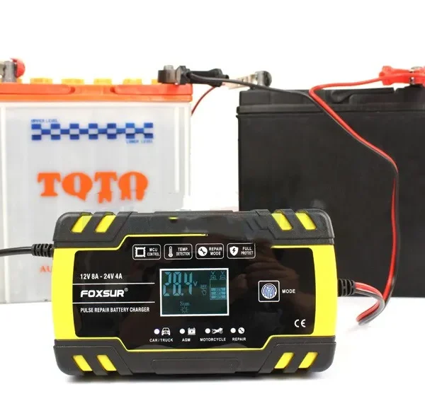12V/24V Motorcycle & Truck Battery Charger – Heavy-Duty Automotive Battery Charging & Repair Tool