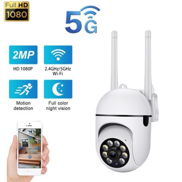 1080P Outdoor PTZ WiFi Security Camera – 2.4GHz & 5GHz Dual-Band, Auto Tracking, Two-Way Audio & Night Vision