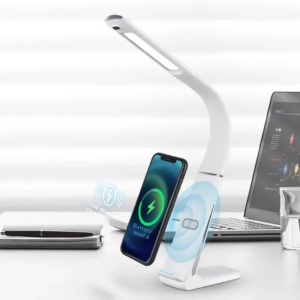 Bedside Table Lamp with Built-In Outlet – Modern Nightstand Lamp for Bedroom & Home Office