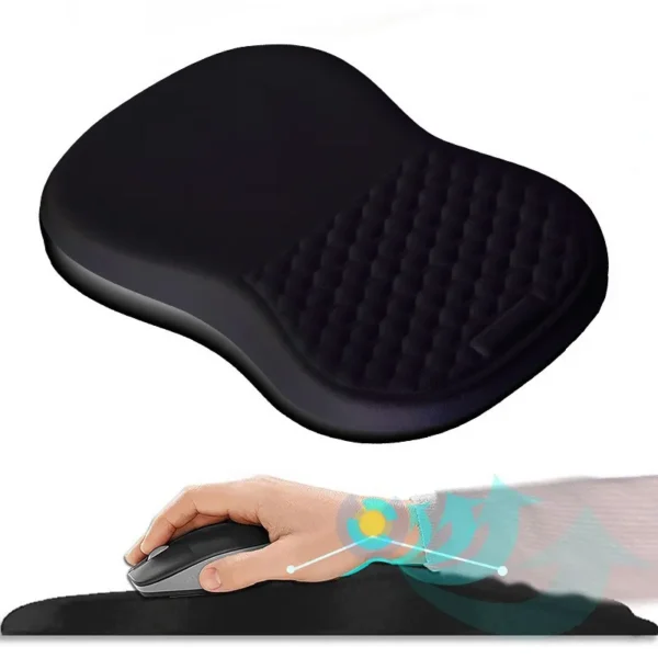 Ergonomic Massage Wrist Rest Mouse Pad – Memory Foam Wrist Support with PU Leather Base for Office & Gaming