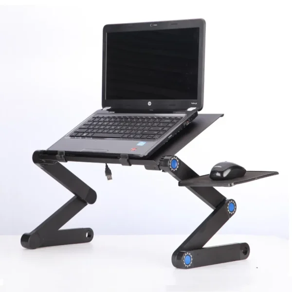 Adjustable Folding Laptop Table Stand – Ergonomic Portable Notebook & Tablet Desk with Mouse Pad