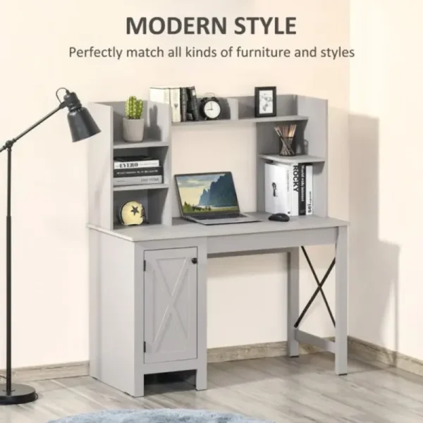 Computer Desk – Light Grey Modern Workstation Table for Home Office, Study & Gaming
