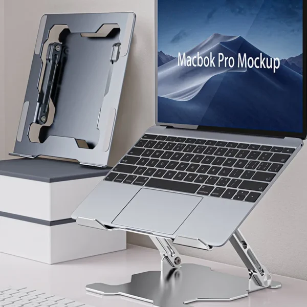 Adjustable Aluminum Alloy Laptop Stand – Portable Ergonomic Computer Riser with Foldable Design