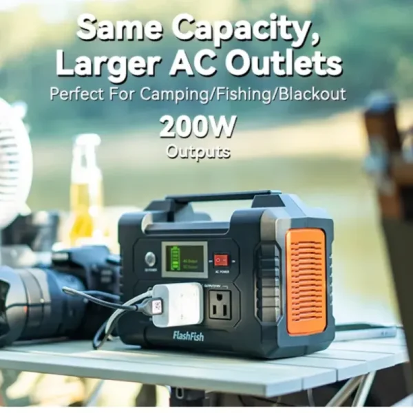 200W Portable Power Station – 40800mAh Battery Generator with 110V AC Outlet, 2 DC Ports & 3 USB Ports