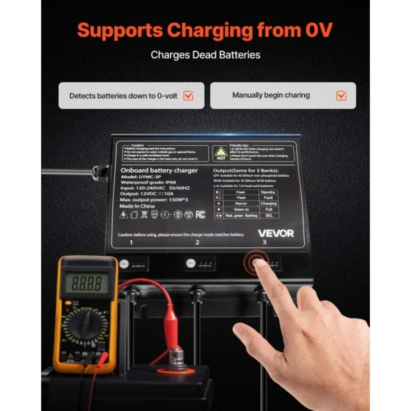 3-Bank 10A 12V Smart Marine Battery Charger – Waterproof Onboard Charger for Boats, RVs & Deep-Cycle Batteries