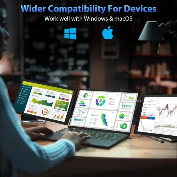 14-Inch Dual-Screen Portable Monitor – Laptop Expansion Display for Work, Gaming & Travel