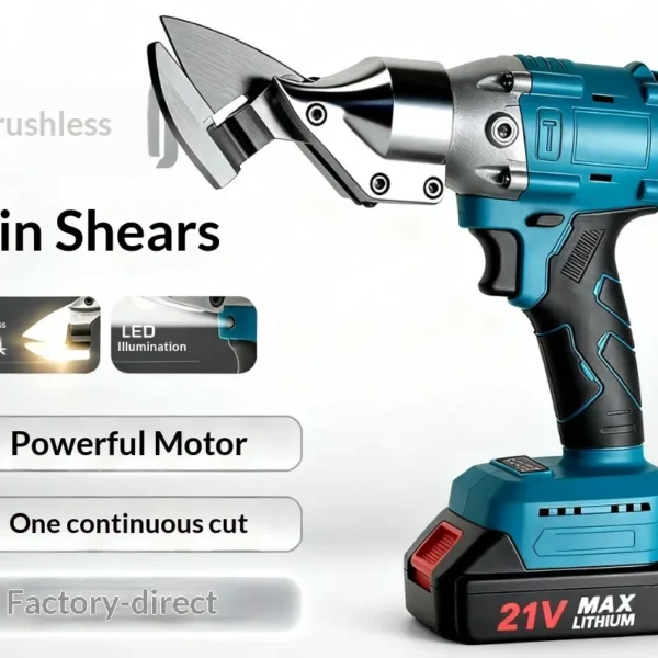 21V Brushless Cordless Metal Shears – Lithium-Ion Electric Sheet Metal Cutting Tool