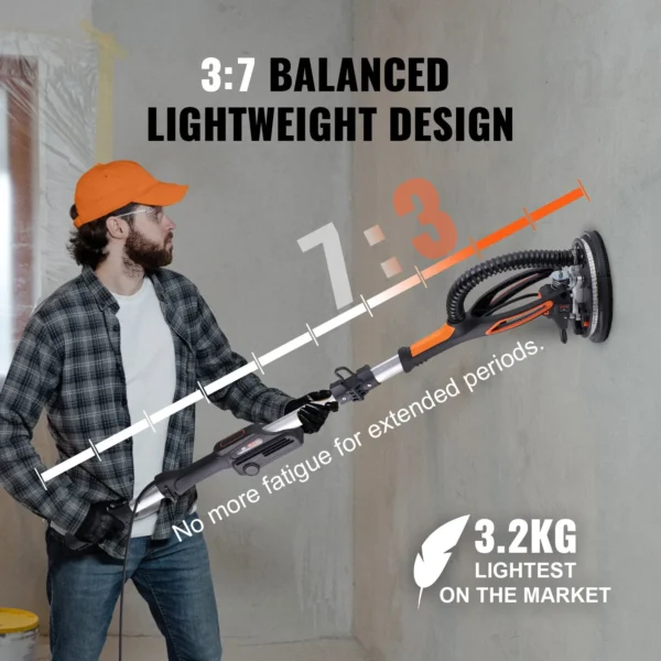 800W Brushless Drywall Sander – Variable-Speed Electric Wall & Ceiling Sanding Tool