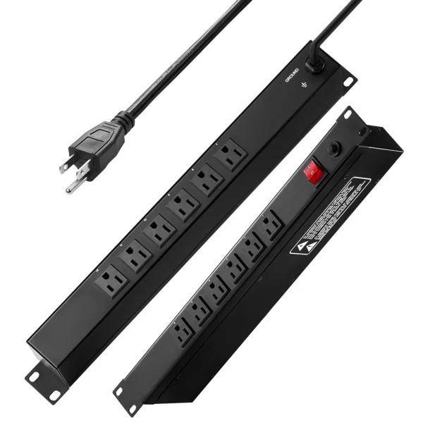 19-Inch 1U Rack Mount PDU – 12-Outlet Power Distribution Unit with Surge & Overload Protection