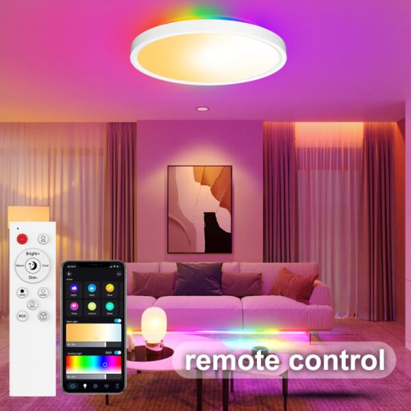 Smart WiFi Bluetooth LED Ceiling Light – Magic Color RGB Dimmable Remote Control Lamp