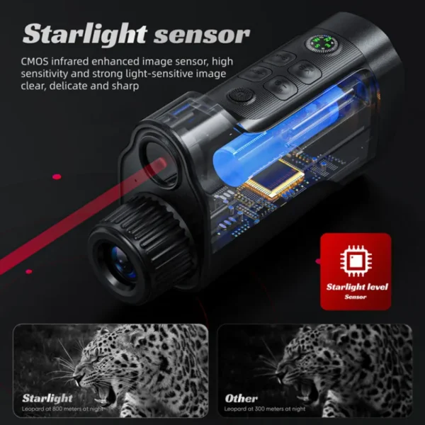 2-Inch HD Digital Night Vision Telescope – Low-Light Infrared Full-Color Outdoor Monocular