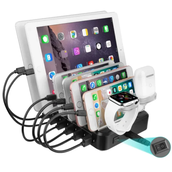 6-Port 60W USB Multi-Port Charging Station – Fast Charging Hub for Phones, Tablets & Devices