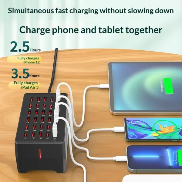 150W Multi-Device Charging Station with Wireless Charging – High-Power USB Charging Hub for Smartphones, Tablets & Electronics