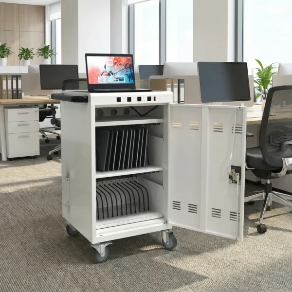 Mobile Charging Cart and Cabinet for Tablets & Laptops – 31.4-Inch Secure Device Charging Station