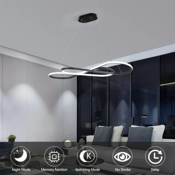 39-Inch Modern LED Infinity Pendant Light – Adjustable Height Dimmable Hanging Ceiling Fixture
