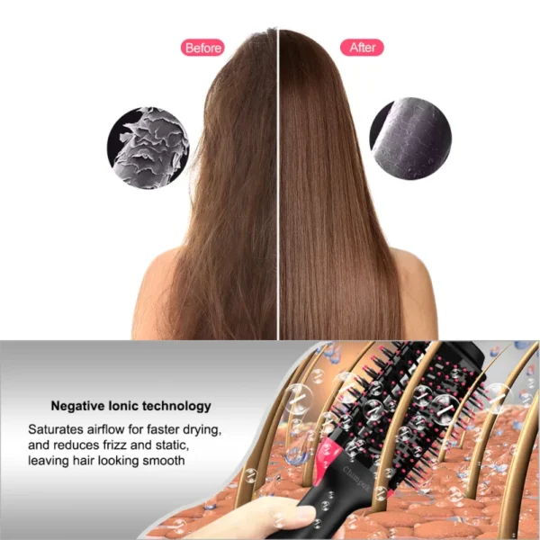 5-in-1 Hot Air Brush Hair Styler – One-Step Hair Dryer, Straightener & Curler for Women