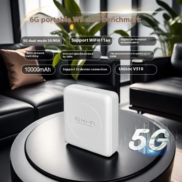 5G Portable WiFi Wireless Router – High-Speed Mobile Hotspot with SIM Card Support & Rechargeable Battery