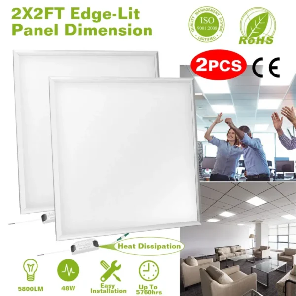 LED Panel Light 5800LM 7000K – High-Brightness Edge-Lit Recessed Ceiling Troffer, 150W Equivalent